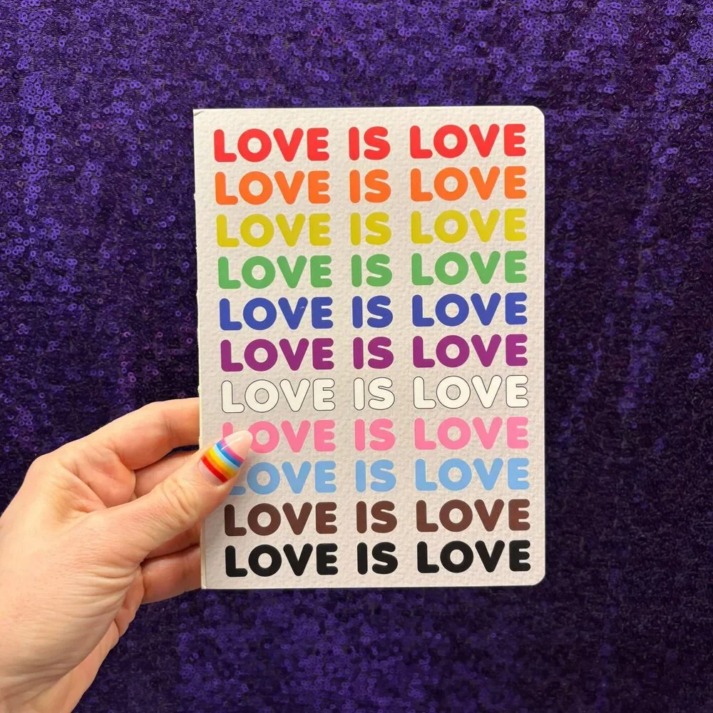 Love Is Love Journal LGBTQ+ Pride Notebook with Rainbow Back Cover | 160 Lined